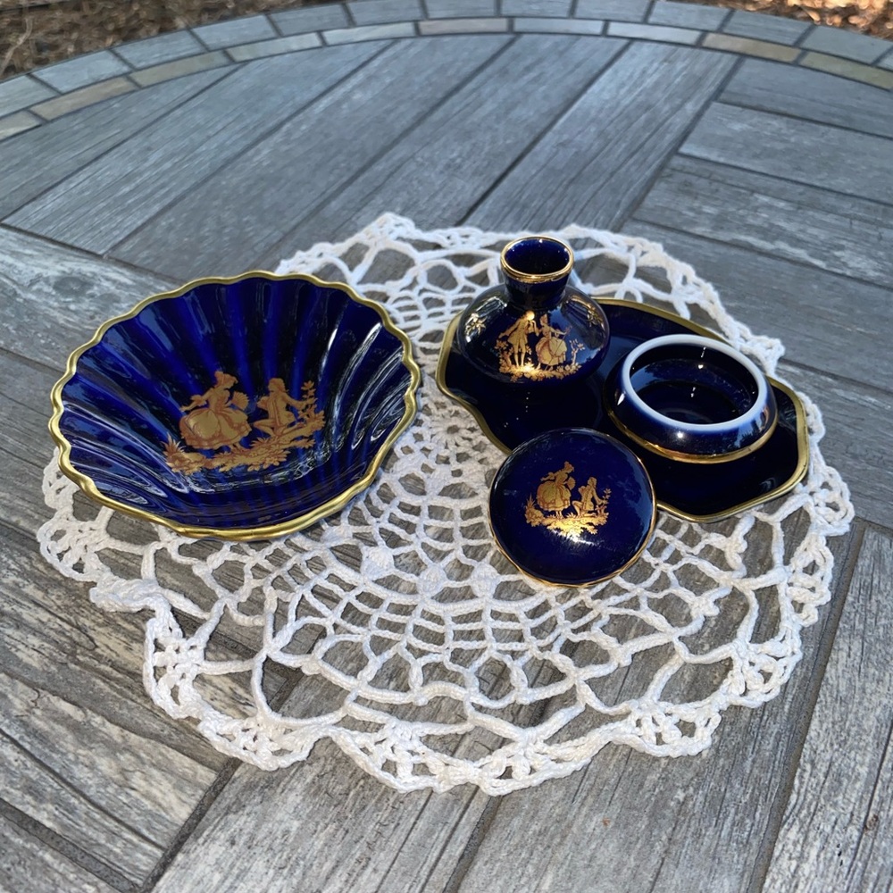 Vintage Limoges Miniatures Cobalt Blue France